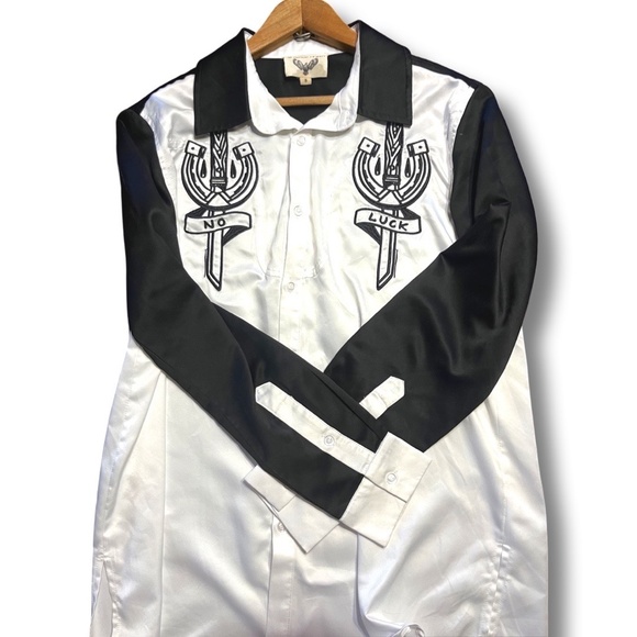 SACRED HAWK NO LUCK EMBROIDERED SILKY SHIRT - Picture 6 of 16